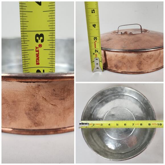 Vintage Swedish Copper Pan 9" Round Lidded Handle Vented Bergelin Kopparslagare - Picture 2 of 10